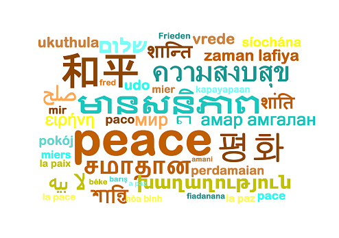 Background concept wordcloud multilanguage international many language illustration of peace