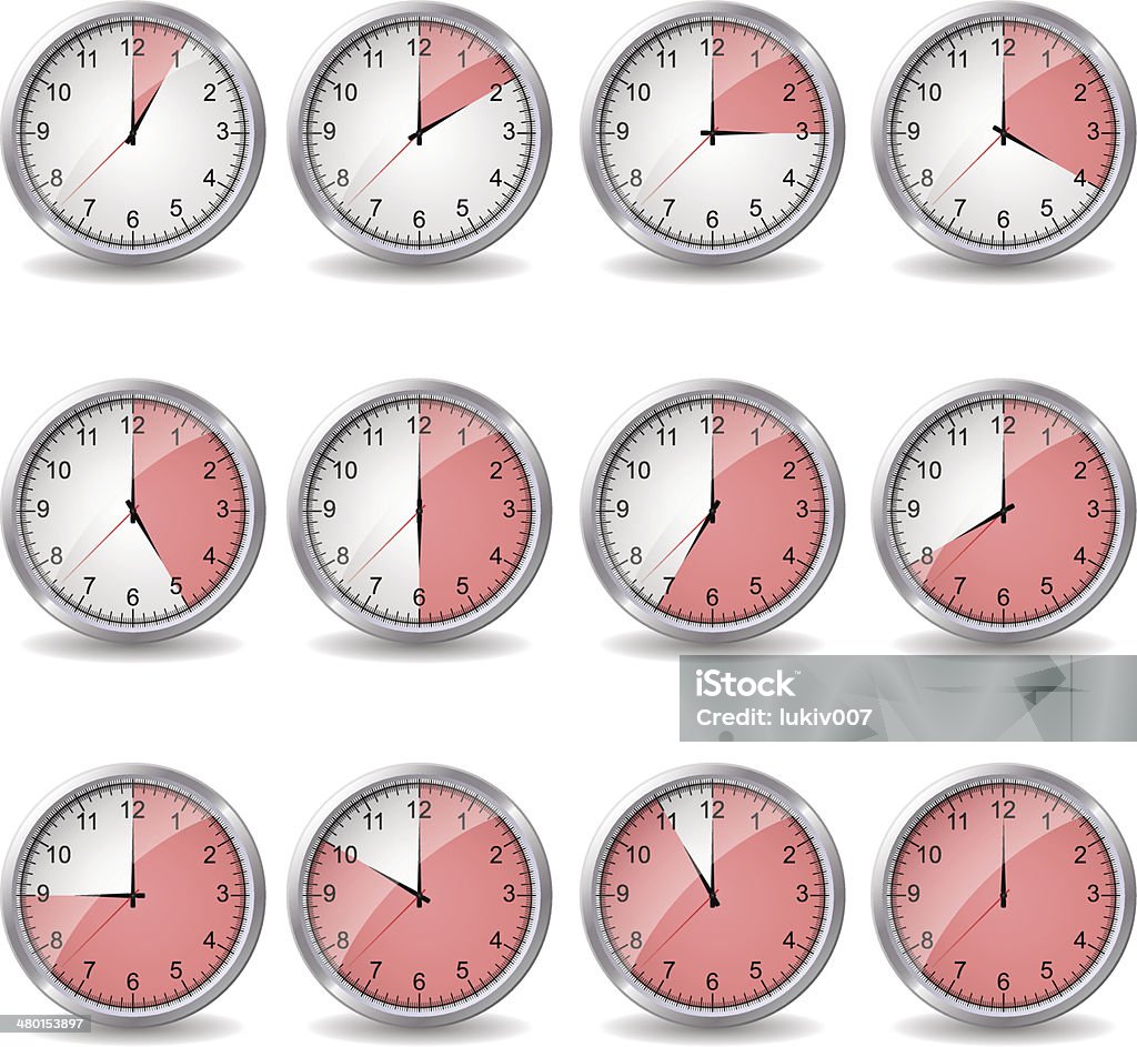 Different Time Numbers Clocks Showing Different Time Stock Illustration - Download Image Now ...