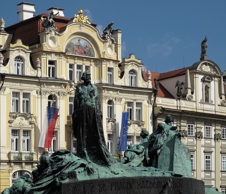 Prague - monument of Mistr Jan Hus in Staromestske square