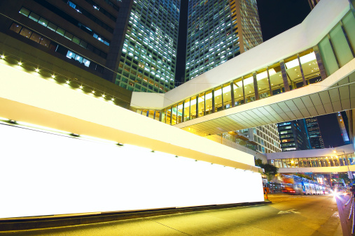 traffic night in downtown area, hong kong