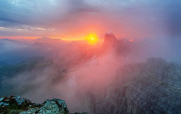 istock Red mountain landscape panorama, Dolomiti 480154762