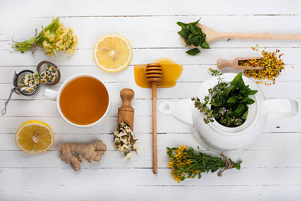 istock Set for herbal tea. Detox background. 480155520