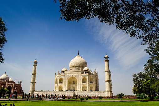 Taj Mahal on a sunny summer day.