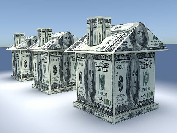 istock Three 3d houses from the money. Business concept 480157092