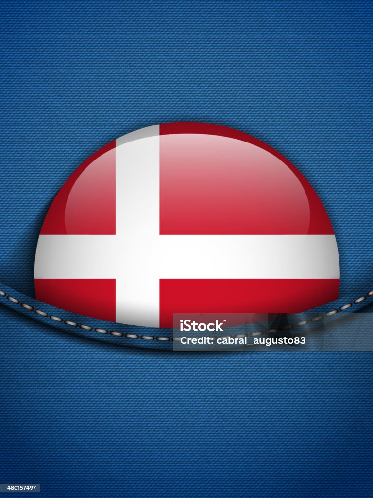 Bandeira Dinamarquesa botão em Jeans bolso - Vetor de Abstrato royalty-free