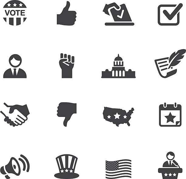 ilustraciones, imágenes clip art, dibujos animados e iconos de stock de política silueta de iconos 1 - electing