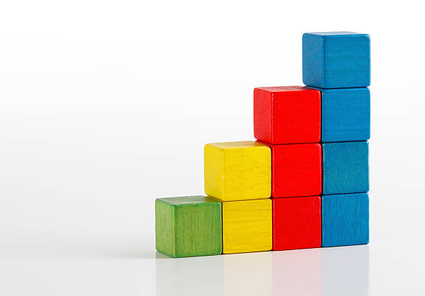 istock Toys Blocks Step Stair, multicolor building bricks over white color 480159243