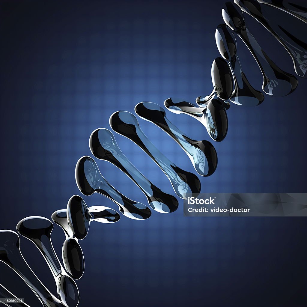 Modello del DNA su sfondo blu - Foto stock royalty-free di Adenina