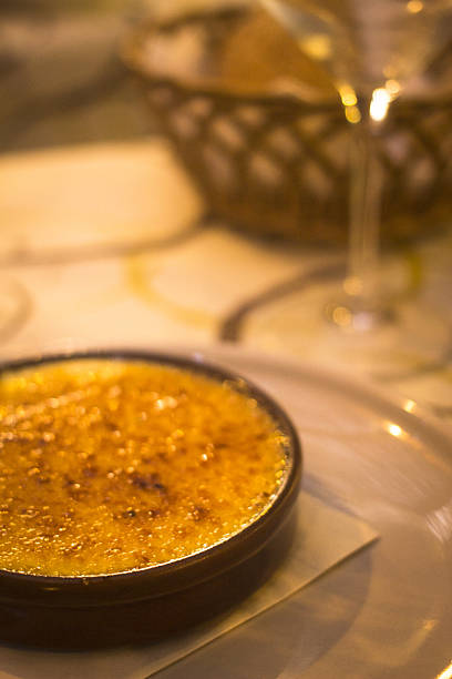 istock Creme brulee crema Catalana dessert in  restaurant 480160854