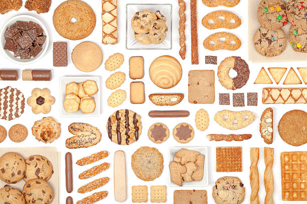 クッキーやビスケットの背景に白色 - biscotti jam biscuit cookie biscuit ストックフォトと画像