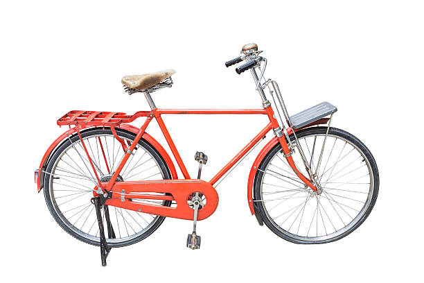 istock Red vintage bicycle isolated on white 480165796