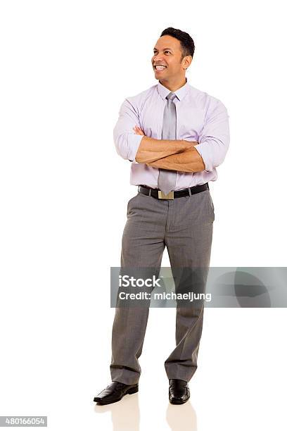 Mature Business Man With Arms Folded Stock Photo - Download Image Now - Full Length, Mature Men, White Background