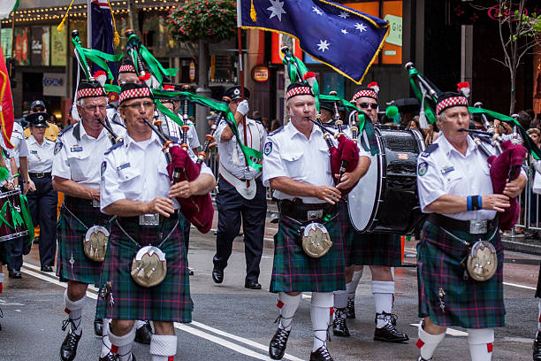 Sydney St Patrick's Day  Parade Sydney, NSW Australia - March 16, 2014: Sydney St Patrick's Day Parade:  The Parade kicks off at 12pm until 1pm and makes its way to Hyde Park st george street stock pictures, royalty-free photos & images