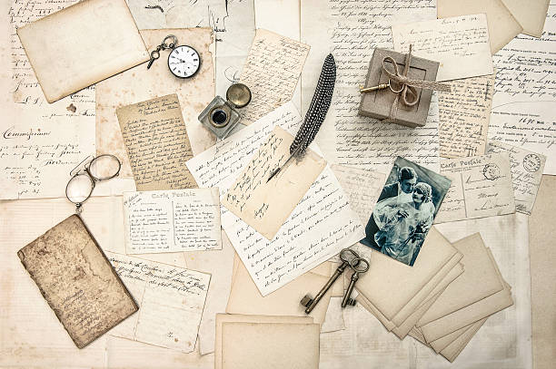 istock love story. old letters, vintage postcards 480168629