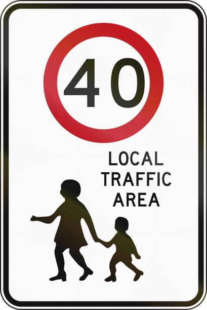 Local Traffic Area In Australia Australian regulatory sign - Local traffic area with speed limit 40 speed limit sign australia stock pictures, royalty-free photos & images