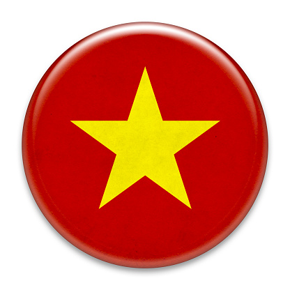 Grungy Vietnamese badge isolated on white.