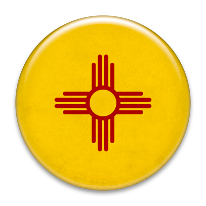 Grungy New Mexico badge isolated on white.