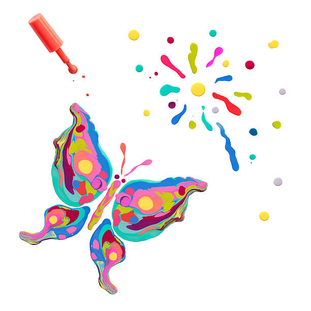 istock Nail polish butterfly with drops and brush 480180086