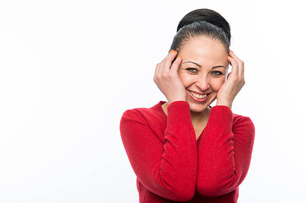 istock Beautiful female model wearing red jumper 480182151