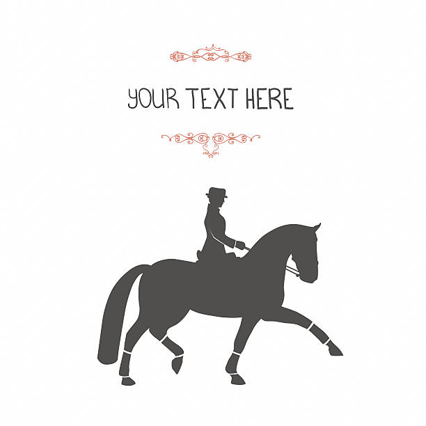 Perfect dressage card template Perfect dressage card template. Beautiful horse and rider with place for your text. dressage stock illustrations