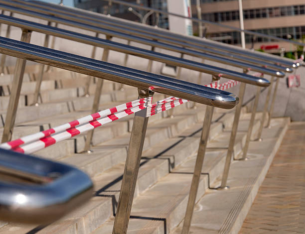 istock Warning tape blocking access to the main staircaset 480187944