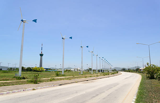 istock Wind farm. Modern windmills or wind turbines in the countryside 480188464