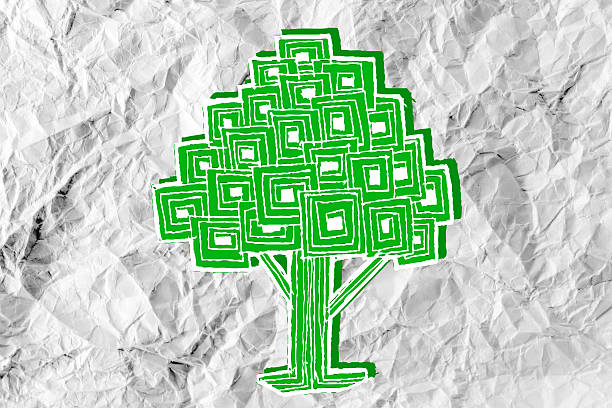 istock Set of trees with leaves on crumpled paper 480188863