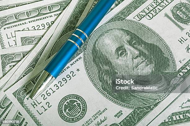 Dollar Bill And Pen Stock Photo - Download Image Now - 2015, Banking, Budget