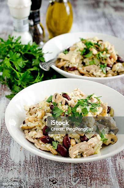 Chicken And Bean Risotto Stock Photo - Download Image Now - 2015, Chicken Meat, Dinner