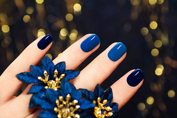 Blue and gold nail art dinner party ideas