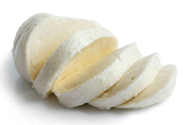 istock Single ball of mozzarella cheese sliced and isolated on white. 480194614