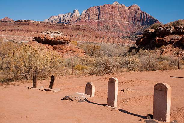 istock Historic Old Cemetery Grafton Ghost Town and Mt Kinesava Utah 480196387