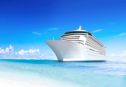 Cruise Ship with Wonderful Tropical Beach