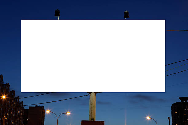 istock empty roadside billboards at evening in city. 480197861