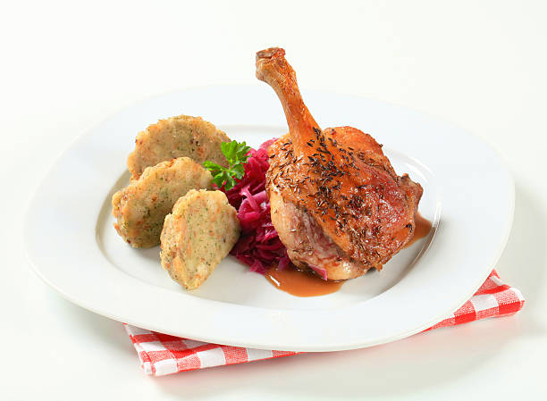 istock Roast duck with Tyrolean dumplings and red cabbage 480198704