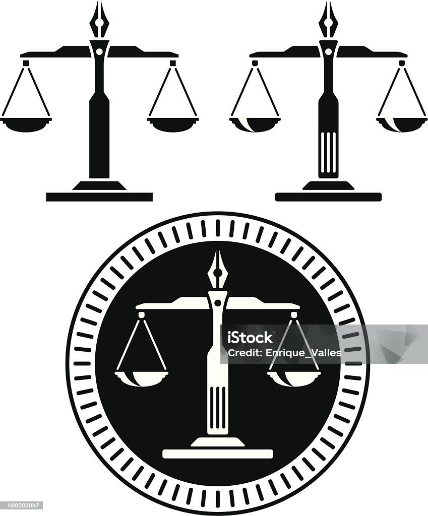 Scale of justice A scale of justice in three different versions. Equal-Arm Balance stock vector