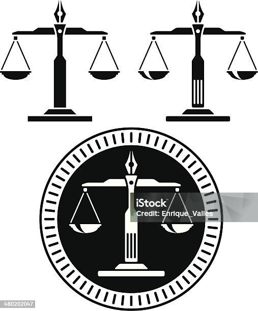 Scale Of Justice Stock Illustration - Download Image Now - Equal-Arm Balance, Balance, Black Color