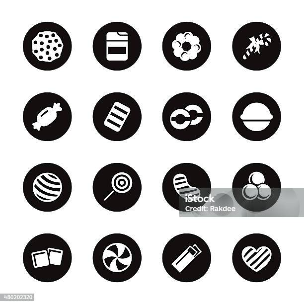 Candy Icons Set 4 Black Circle Series Stock Illustration - Download Image Now - Bubble Gum, Icon Symbol, Stick of Hard Candy