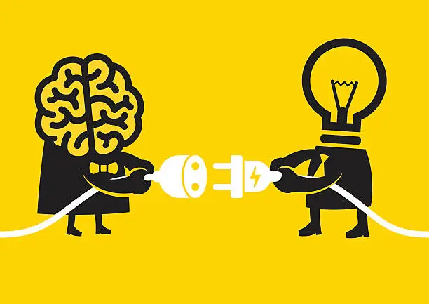 Vector illustration of Creative and Smart Connection | Yellow Business Concept