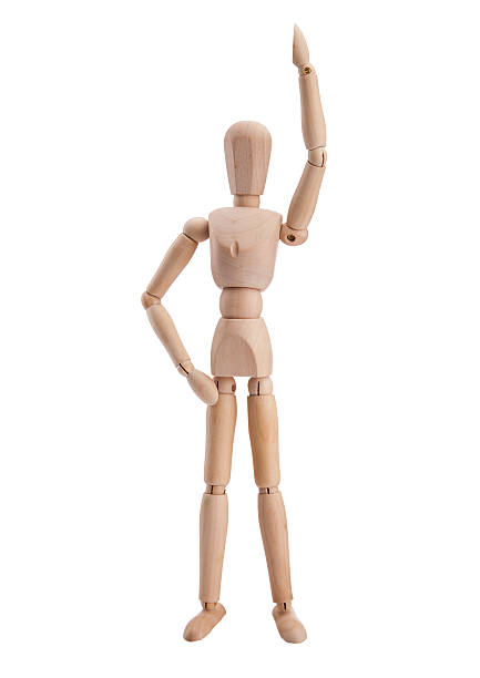 istock Wooden pose puppet mannequin isolated on white background 480206043