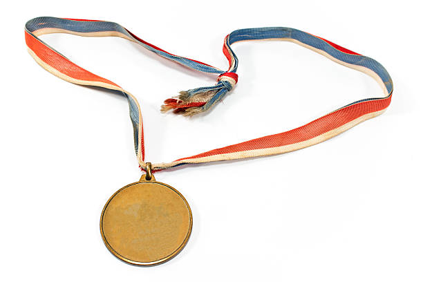istock Vintage gold sport medal isolated on white 480208017