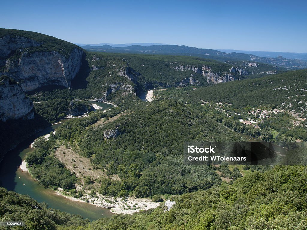 Bend in the famous river of French Ardeche gorge A bend in the famous river of the Ardeche gorge Ardeche Stock Photo