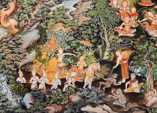 istock Thai temple mural painting 480209345