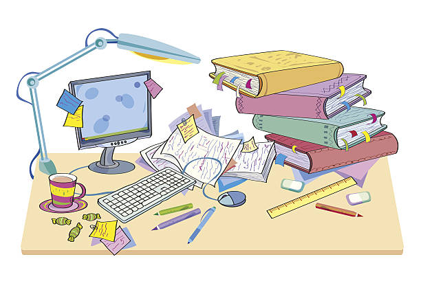 1,146 Messy Desk Illustrations & Clip Art - iStock | Organized desk, Messy  office desk, Messy desk from above