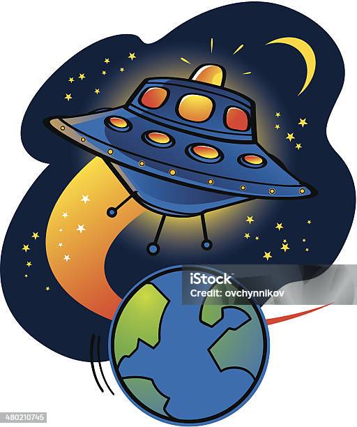 Cudzoziemców Ufo Statek Kosmiczny - Stockowe grafiki wektorowe i więcej obrazów Astronomia - Astronomia, Ciemny, Droga Mleczna