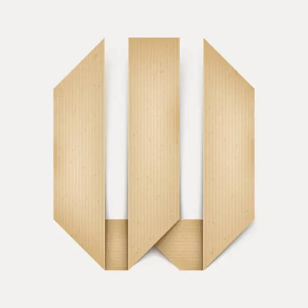 Vector illustration of 3d elegant folded paper letter W