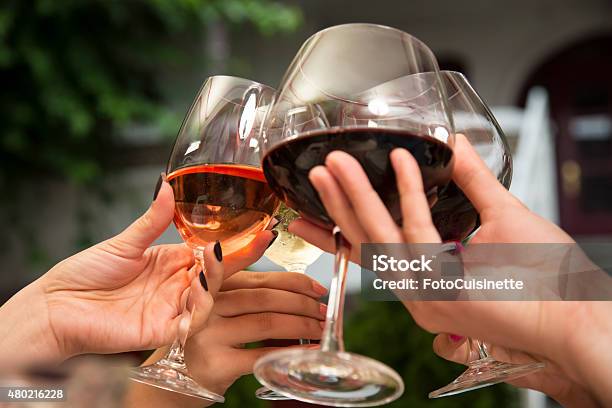 Toasting With Wine Stock Photo - Download Image Now - Celebratory Toast, Wine, Friendship