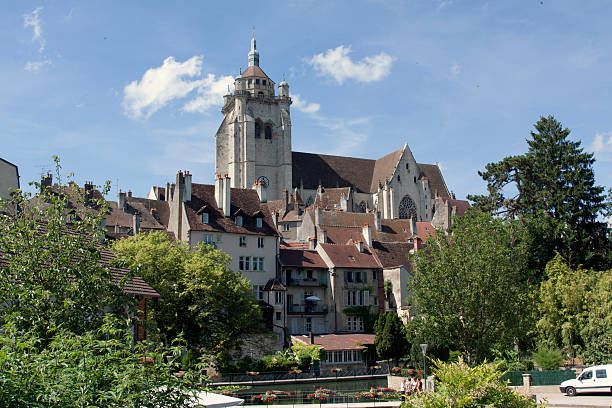 Dole France tanners district Dole,france-june 13, 2015: Photography of the tanners district and the Notre-Dame de Dole in France dole stock pictures, royalty-free photos & images
