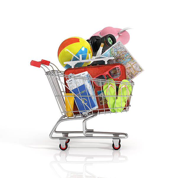 istock Shopping cart with beach accessories. 480222400