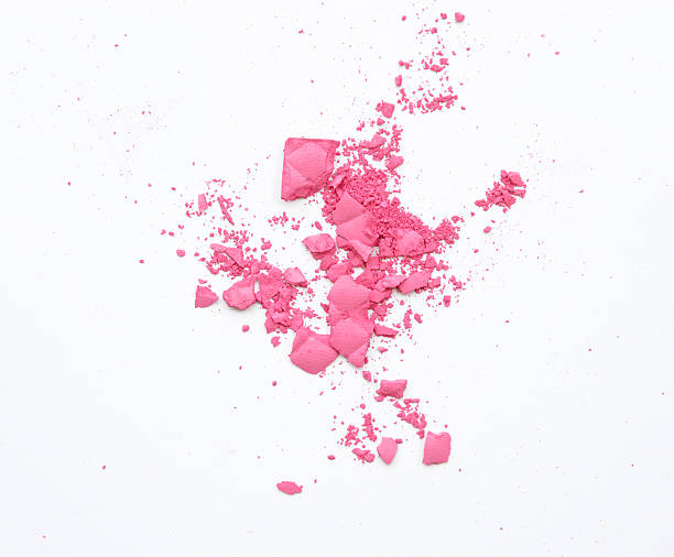 istock Makeup cheeks and eye. Pink Cosmetic powder on white 480222554